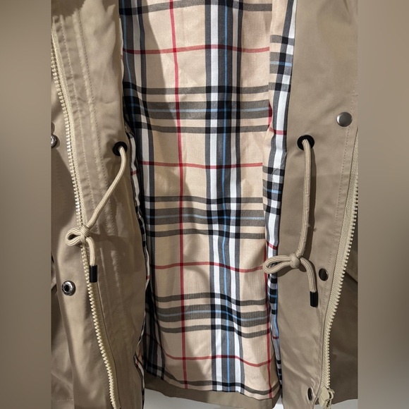 SaphiRose Women's Tan Plaid Lined Hooded Raincoat Jacket Size M - Picture 4 of 10